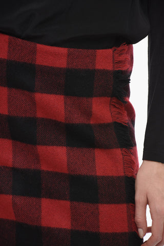 Stretch Wool Miniskirt with Fringed Detail