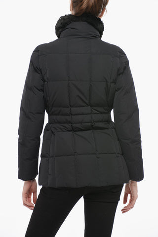 Belted BLIZZARD Down Jacket with Faux Fur