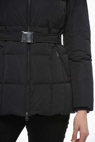 Belted BLIZZARD Down Jacket with Faux Fur
