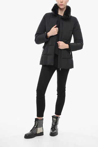 Belted BLIZZARD Down Jacket with Faux Fur