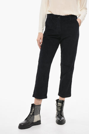 Pantaloni Crop in Corduroy con Tapered Fit
