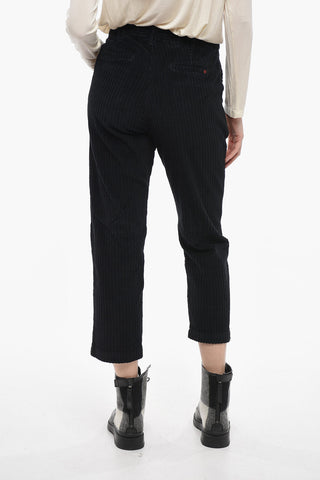Cropped Corduroy Trousers With Tapered Fit