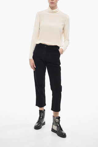 Cropped Corduroy Trousers With Tapered Fit
