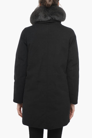 Wool Turtleneck Parka with Fur