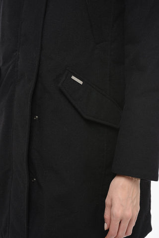 Wool Turtleneck Parka with Fur