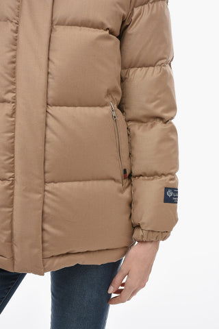LUXE PACK Wool Blend Down Jacket with Fur-edged Hood