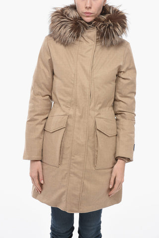 Padded Parka MILITARY Wool-Blend with Fox Fur Detail