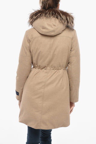Padded Parka MILITARY Wool-Blend with Fox Fur Detail