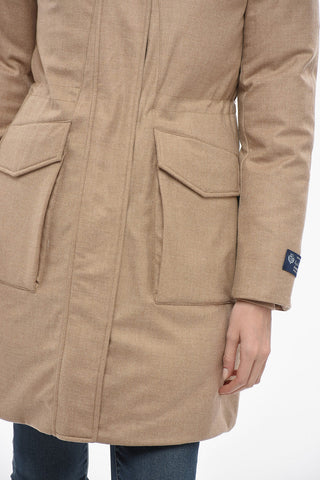Padded Parka MILITARY Wool-Blend with Fox Fur Detail