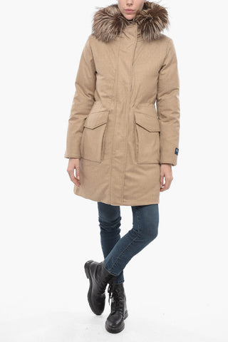 Padded Parka MILITARY Wool-Blend with Fox Fur Detail