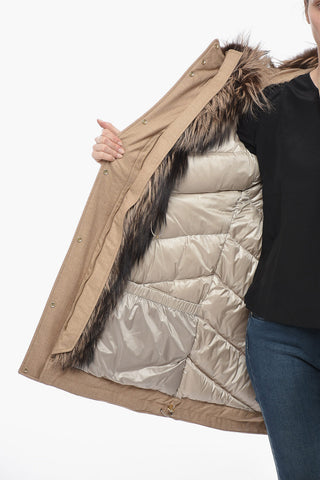 Padded Parka MILITARY Wool-Blend with Fox Fur Detail