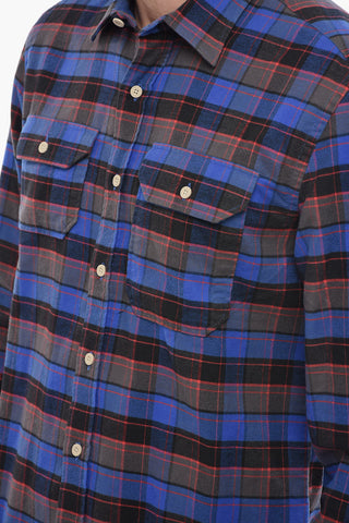 Camicia HUNTING a Quadri in Flanella con Doppio Taschino