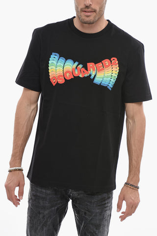Printed Crewneck  T-shirt with Multicolored Logo