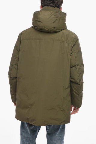 Solid Color CLEVELAND Down Jacket with Hood and Hidden Closure
