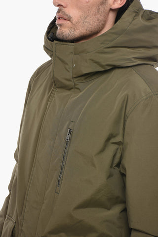 Solid Color CLEVELAND Down Jacket with Hood and Hidden Closure