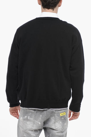 Cashmere Blend Cardigan with Distressed Detail