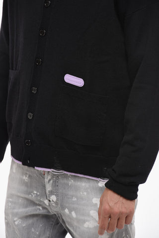 Cashmere Blend Cardigan with Distressed Detail