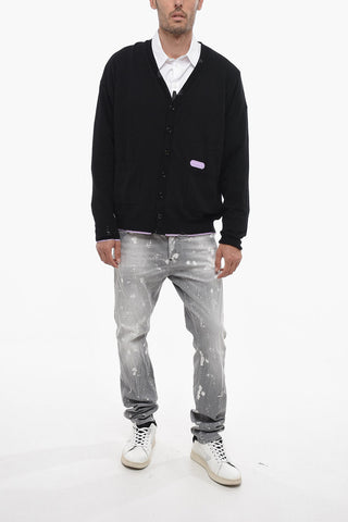 Cashmere Blend Cardigan with Distressed Detail