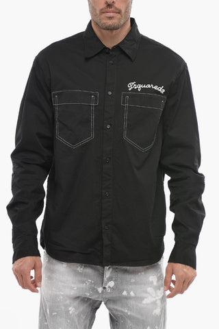 Cotton Overshirt with Embroidered Logo