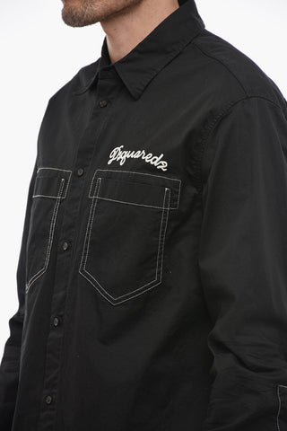 Cotton Overshirt with Embroidered Logo