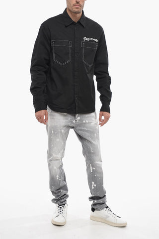 Cotton Overshirt with Embroidered Logo