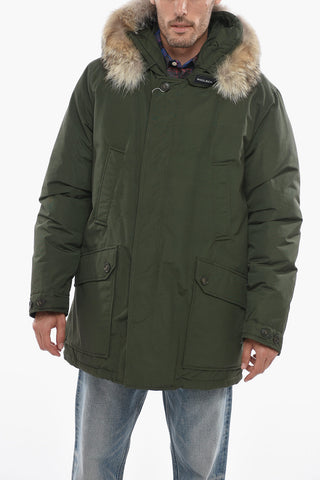 Solid Color DAYTONA Utility Down Jacket with Real Fur Detail