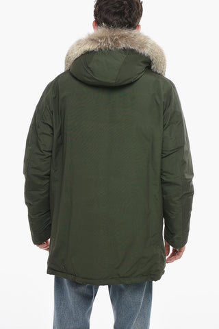Solid Color DAYTONA Utility Down Jacket with Real Fur Detail