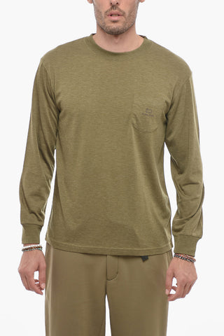 Long Sleeved Crew-neck T-Shirt with Breast Pocket