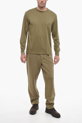 Long Sleeved Crew-neck T-Shirt with Breast Pocket