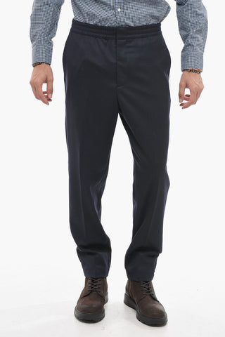 Wool Strech Blend Pants with Drawstring Waist