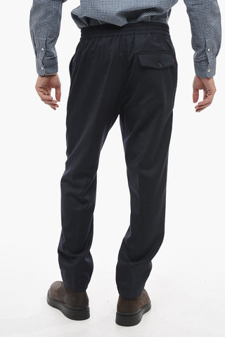 Wool Strech Blend Pants with Drawstring Waist