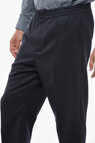 Wool Strech Blend Pants with Drawstring Waist