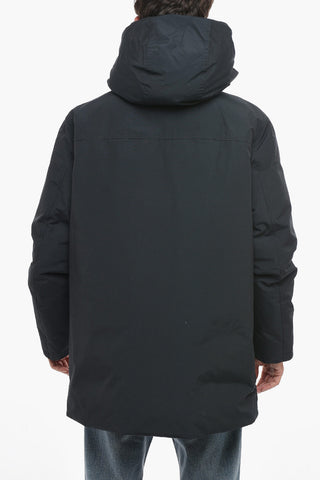 Solid Color CLEVELAND Down Jacket with Hood and Hidden Closure