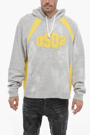 Felpa Hoodie Bicolore con Logo Ricamato