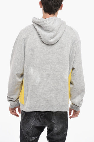 Felpa Hoodie Bicolore con Logo Ricamato