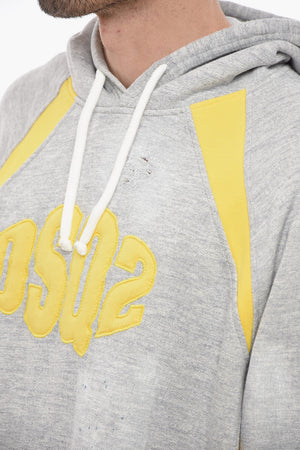 Felpa Hoodie Bicolore con Logo Ricamato