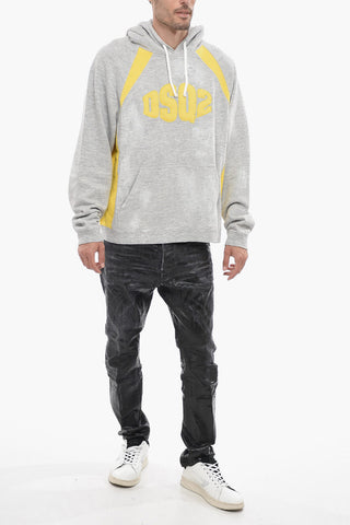 Felpa Hoodie Bicolore con Logo Ricamato