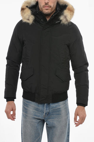 Cotton and Nylon POLAR Down Jacket with Real Fur