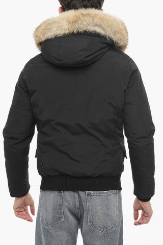 Cotton and Nylon POLAR Down Jacket with Real Fur