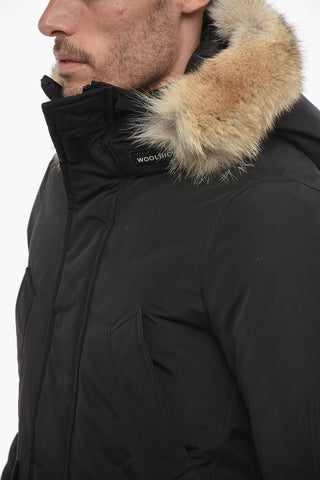 Cotton and Nylon POLAR Down Jacket with Real Fur
