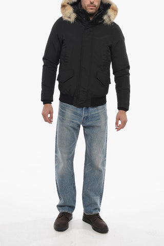 Cotton and Nylon POLAR Down Jacket with Real Fur