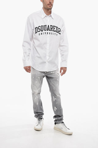Cotton UNIVERSITY Shirt with Contrasting Logo