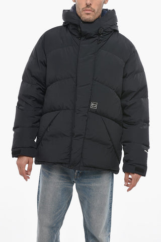 Solid Color GREYLOCK Down Jacket with Velcro and Zipped Fastening