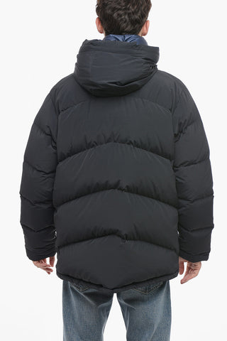 Solid Color GREYLOCK Down Jacket with Velcro and Zipped Fastening