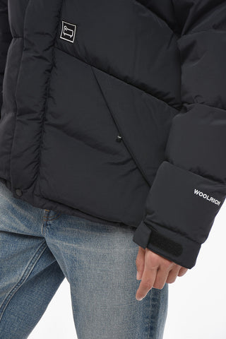 Solid Color GREYLOCK Down Jacket with Velcro and Zipped Fastening