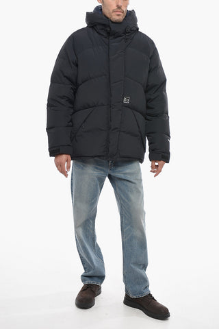 Solid Color GREYLOCK Down Jacket with Velcro and Zipped Fastening