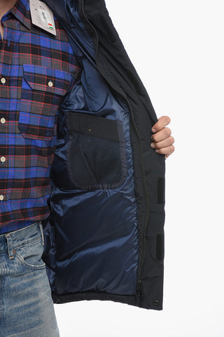 Solid Color GREYLOCK Down Jacket with Velcro and Zipped Fastening