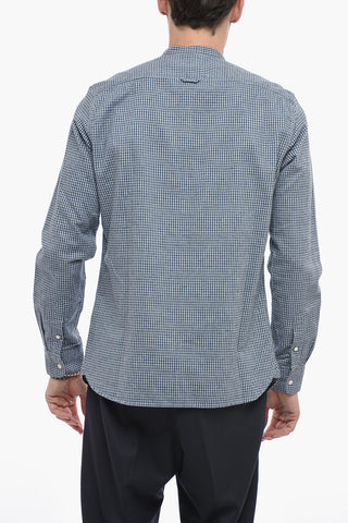 Cotton and Linen Mandarin Shirt with Breast Pocket