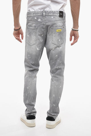 Long Crotch Relax Denims with Paint Motif