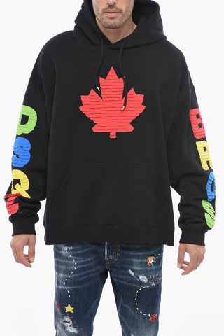 Felpa Hoodie con Grafica Testurizzata Multicolor
